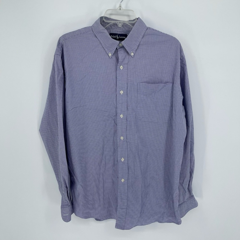 Ralph Lauren Men's‎ Slim Blake Purple Gingham Button Down Shirt Size Large